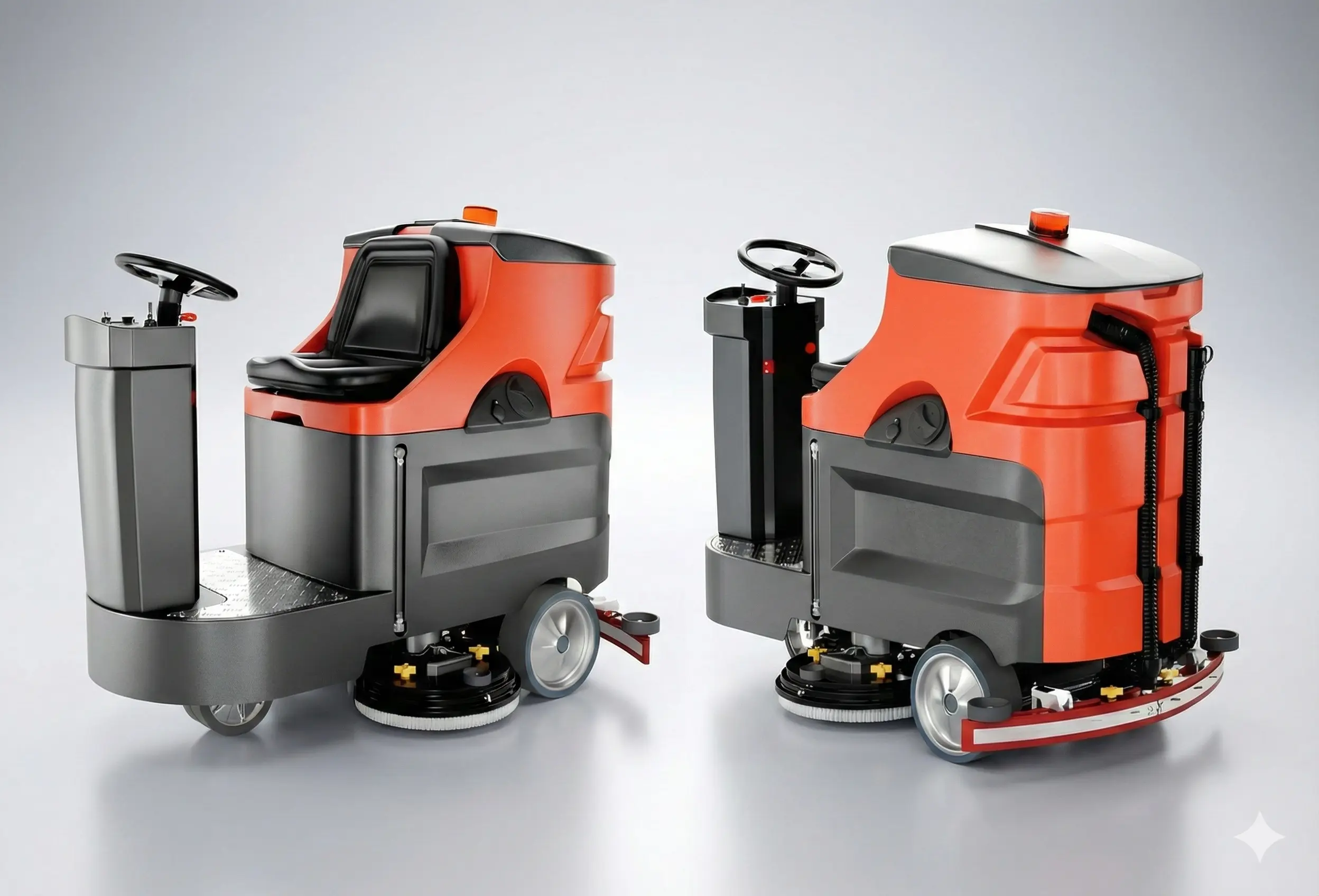 Ride-on floor scrubber