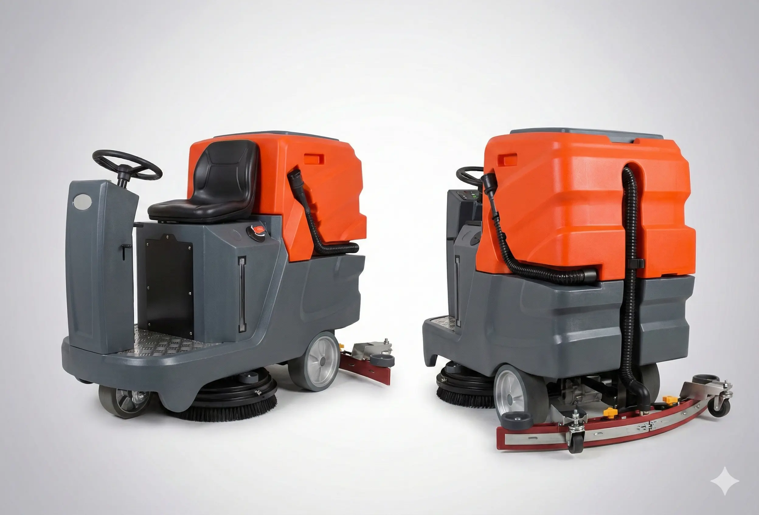 Ride-on floor scrubber